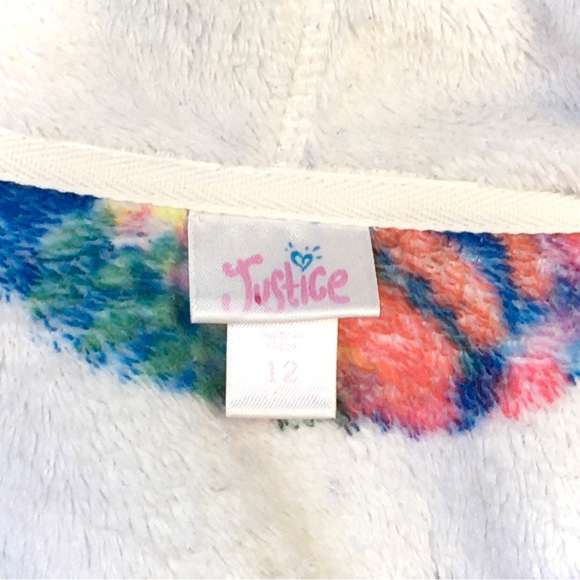 Justice Kids Rainbow Tie Dye Fleece Hoodie Sweatshirt Peace Stars Heart Zipper - Picture 10 of 14